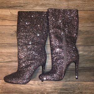 Glitter high heel boots worn once!